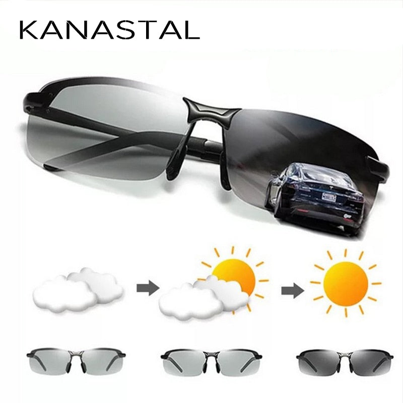 Photochromic Men Polarized Driving Chameleon Sunglasses