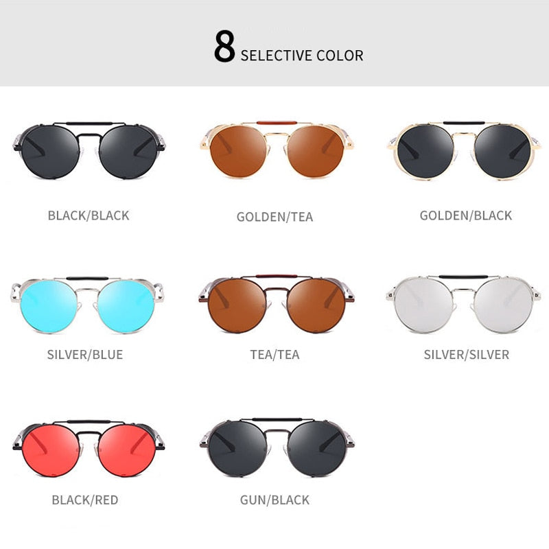 Retro Round Steampunk Sunglasses for Men and Women