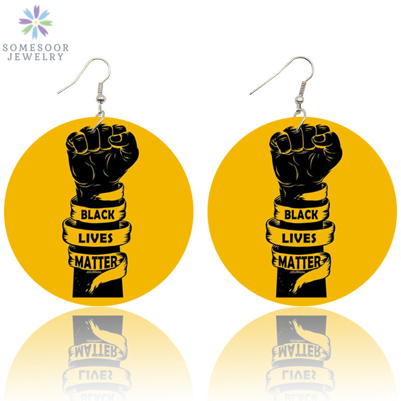 Black Lives Matter - Natural Copper Wooddrop Women Earrings
