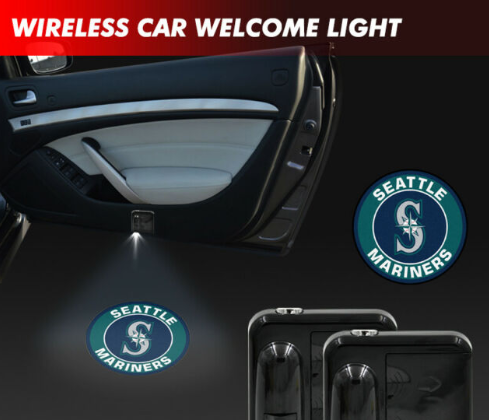2 MLB SEATTLE MARINERS WIRELESS LED CAR DOOR PROJECTORS