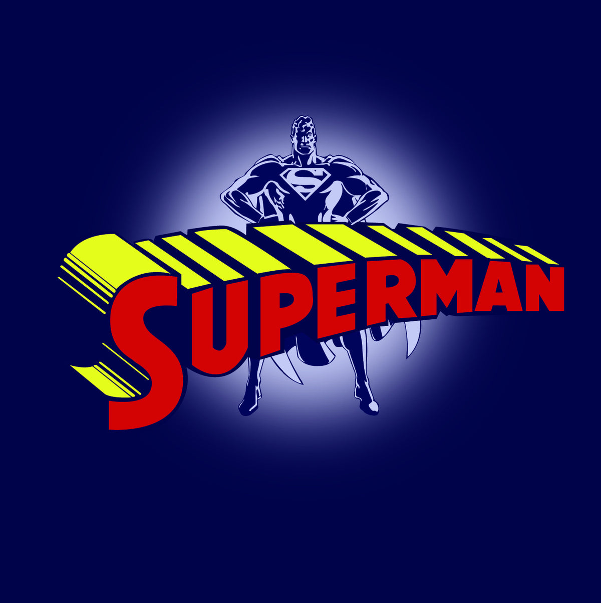 Superman Standing Figure Logo on Navy Tshirt for Men - TshirtNow.net - 2
