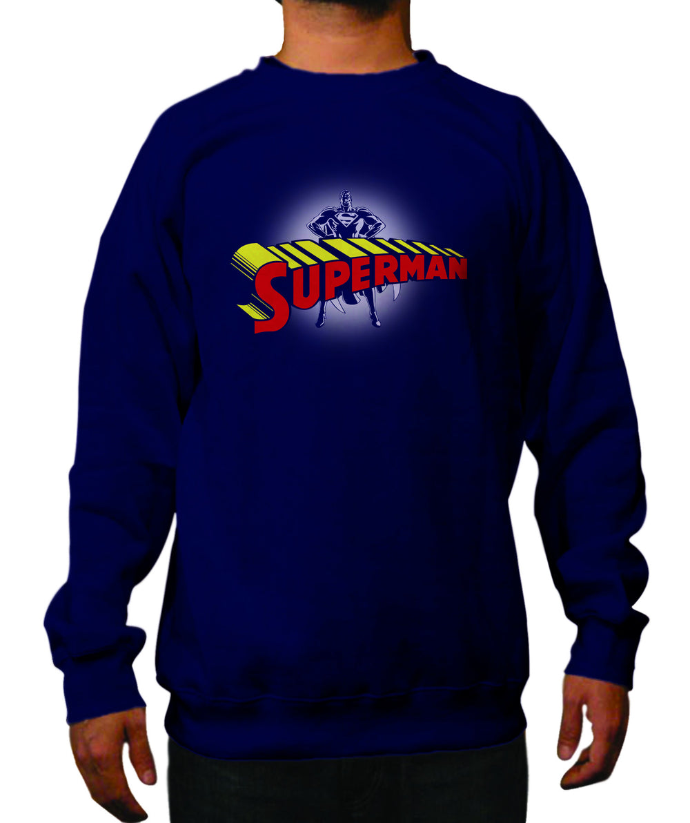 Superman Man Of Steel Hero Wear Logo on Navy Crewneck - TshirtNow.net - 1