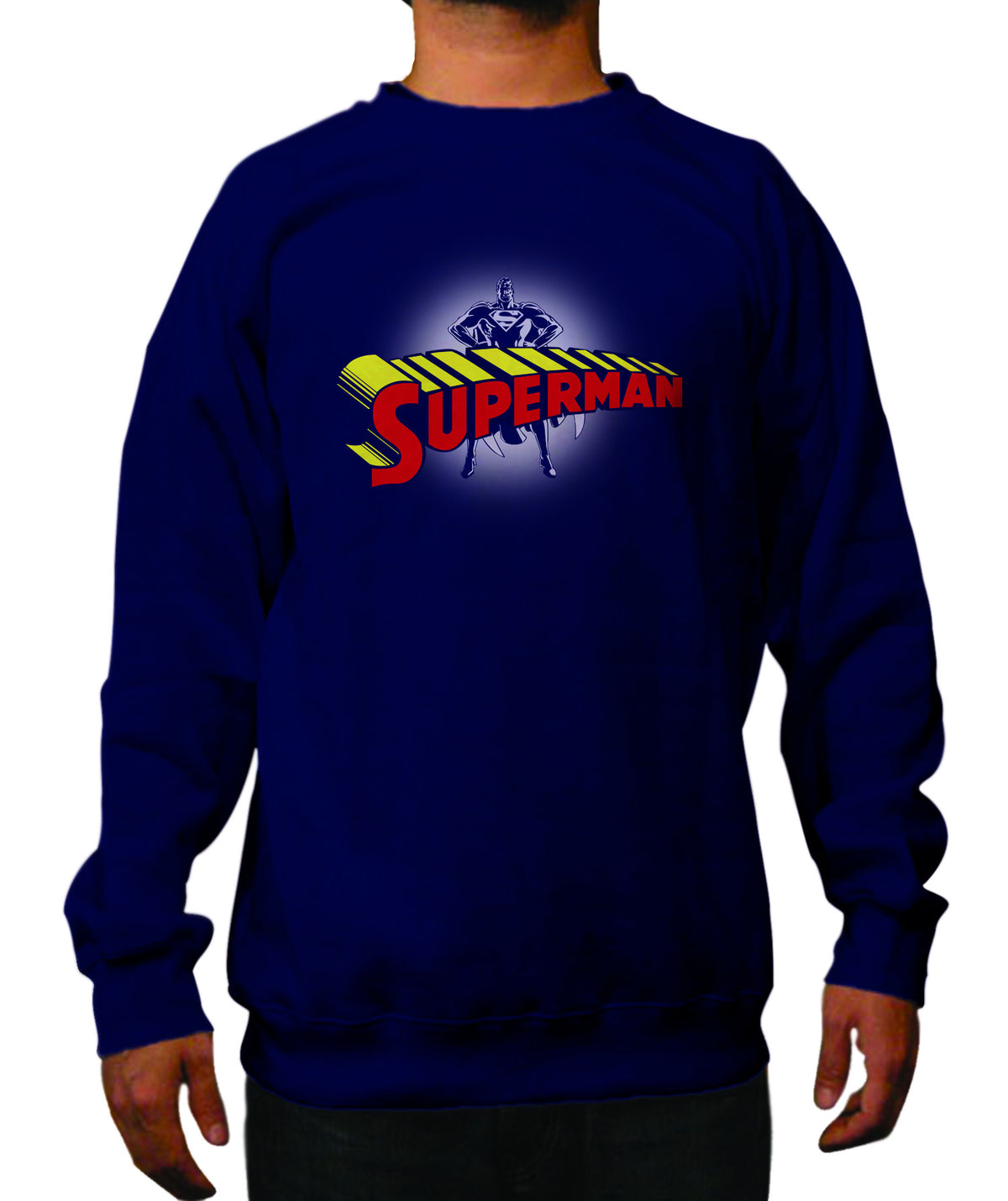 Superman Man Of Steel Hero Wear Logo on Navy Crewneck - TshirtNow.net - 1