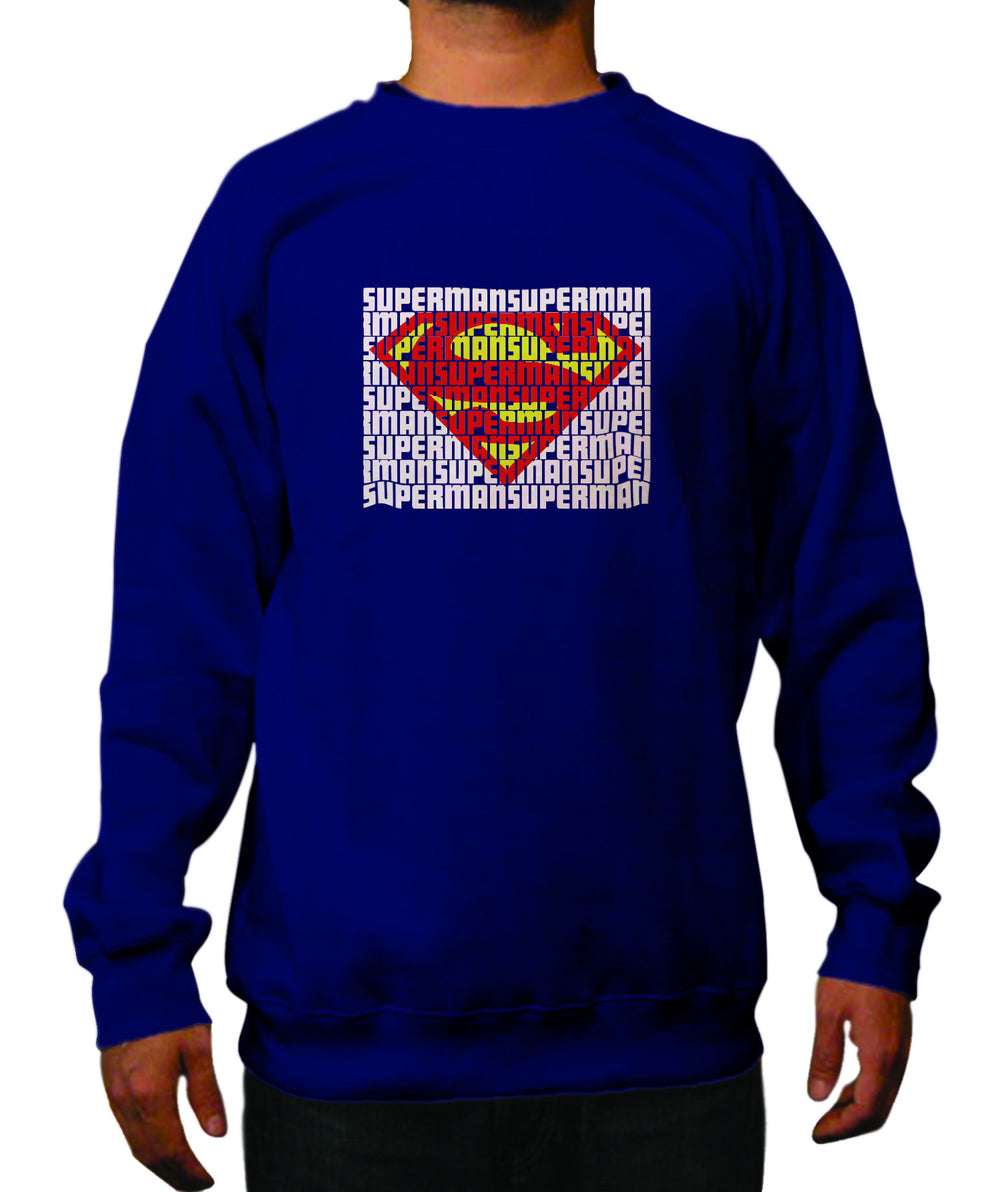 Superman Word Art Logo On Navy Crewneck for Men - TshirtNow.net - 1