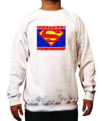 Thumbnail for Superman Man of Steel Block Logo on White Crewneck for Men - TshirtNow.net - 1