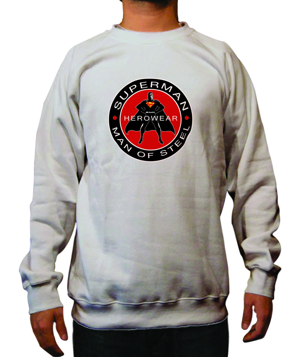 Superman Man Of Steel Herowear Round Logo on Ash Gray Crewneck - TshirtNow.net - 1