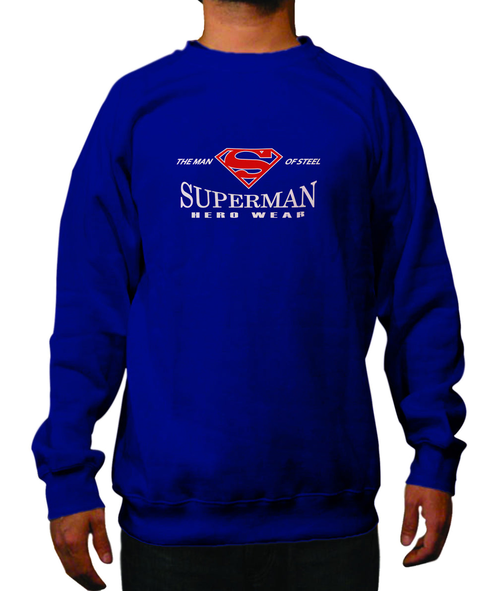 Superman Man of Steel Herowear Logo on Navy Crewneck - TshirtNow.net - 1