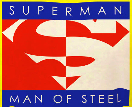 Superman Man Of Steel Block Logo on Yellow Crewneck Sweatshirt - TshirtNow.net - 2