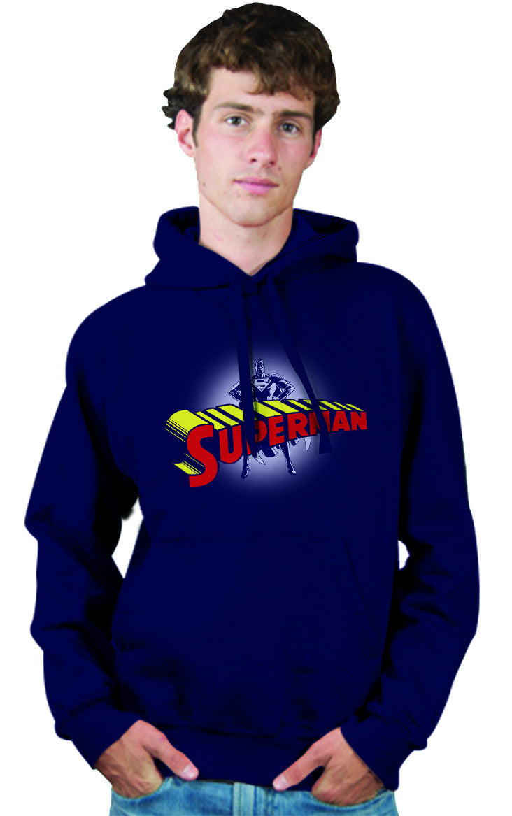 Superman Man of Steel Standing Figure Dark Navy Colored Hoodie - TshirtNow.net - 1