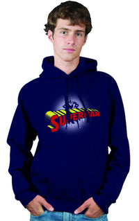 Thumbnail for Superman Man of Steel Standing Figure Dark Navy Colored Hoodie - TshirtNow.net - 1