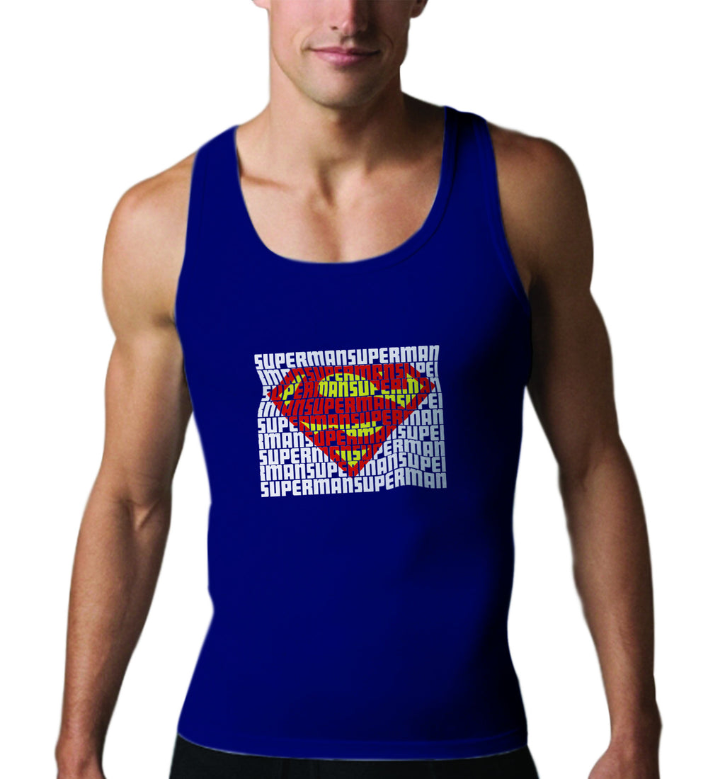Superman Word Art Logo On Navy Tank Top for Men - TshirtNow.net - 1