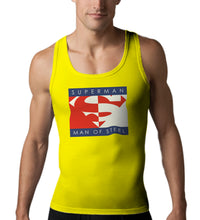 Thumbnail for Superman Man Of Steel Block Logo on Yellow Tank top for Men - TshirtNow.net - 1