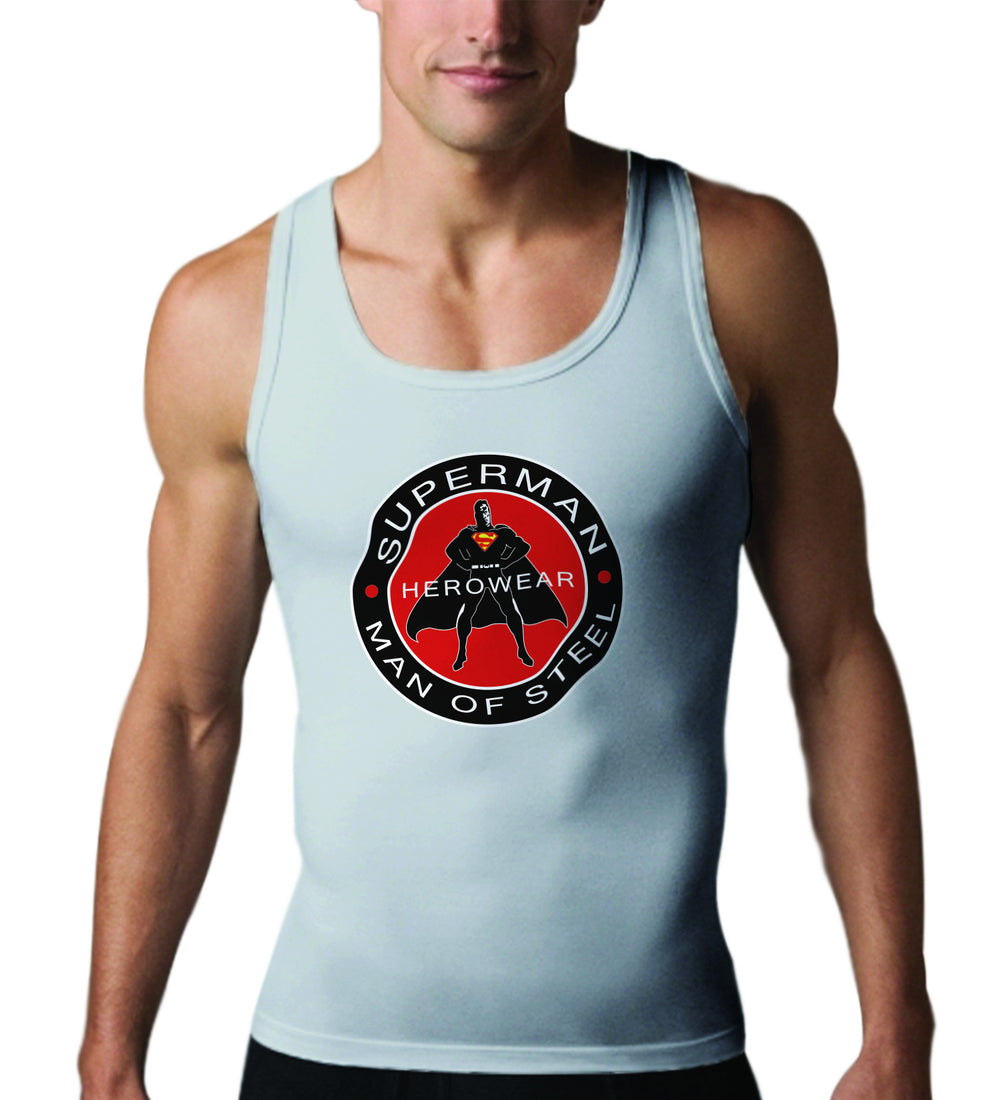 Superman Herowear Round Logo on Ash Gray Tank top for Men - TshirtNow.net - 1
