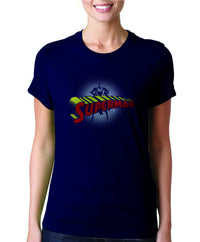 Thumbnail for Superman Logo on Dark Navy Colored Tshirt for Women - TshirtNow.net - 1