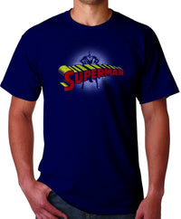 Thumbnail for Superman Standing Figure Logo on Navy Tshirt for Men - TshirtNow.net - 1
