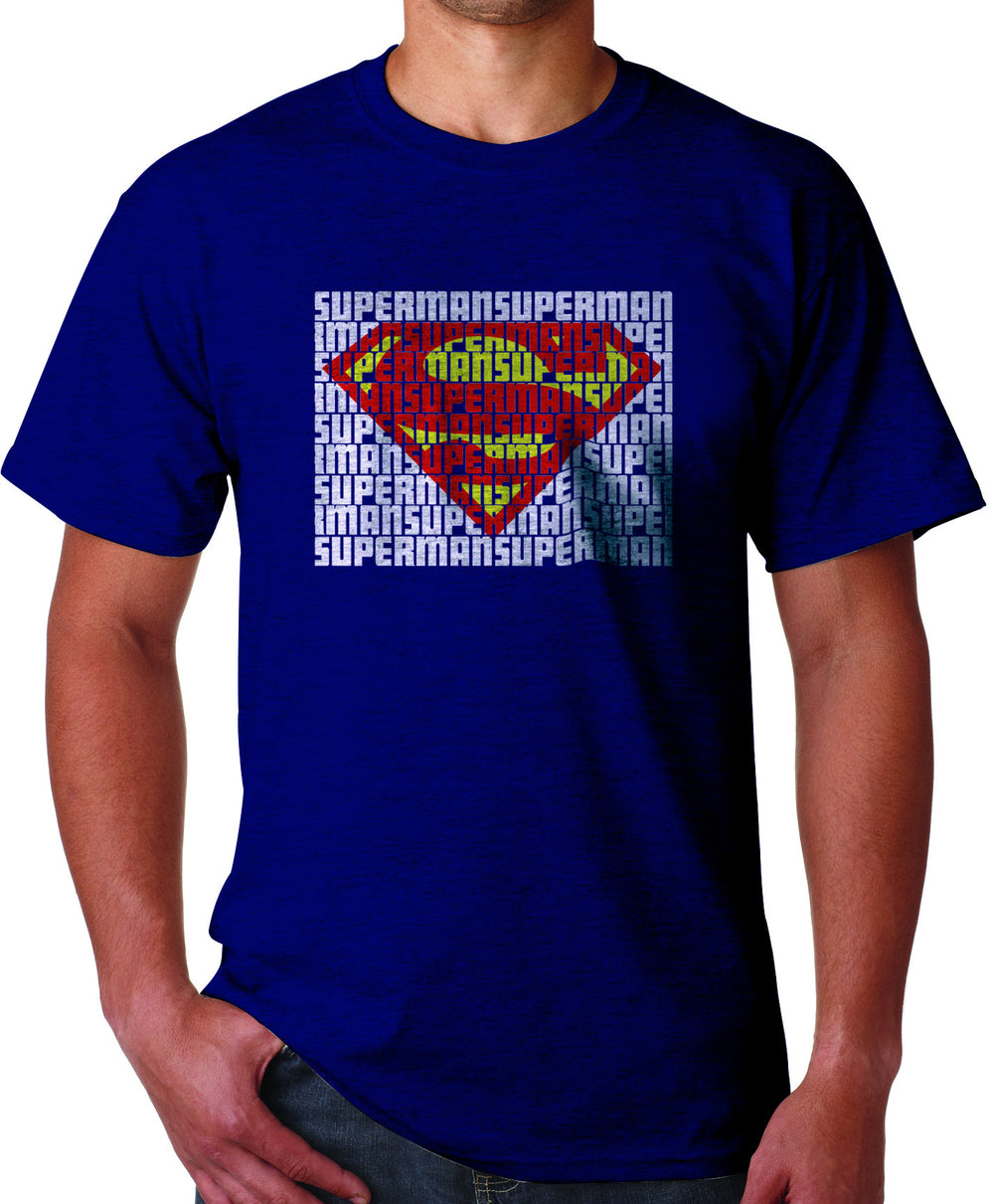 Superman Man of Steel Word Art Logo On Navy Tshirt for Men - TshirtNow.net - 1