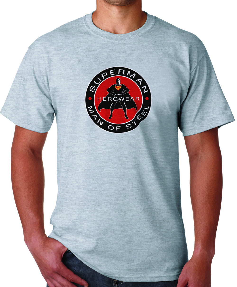 Superman Herowear Round Logo on Ash Gray Fitted Tshirt for Men - TshirtNow.net - 1