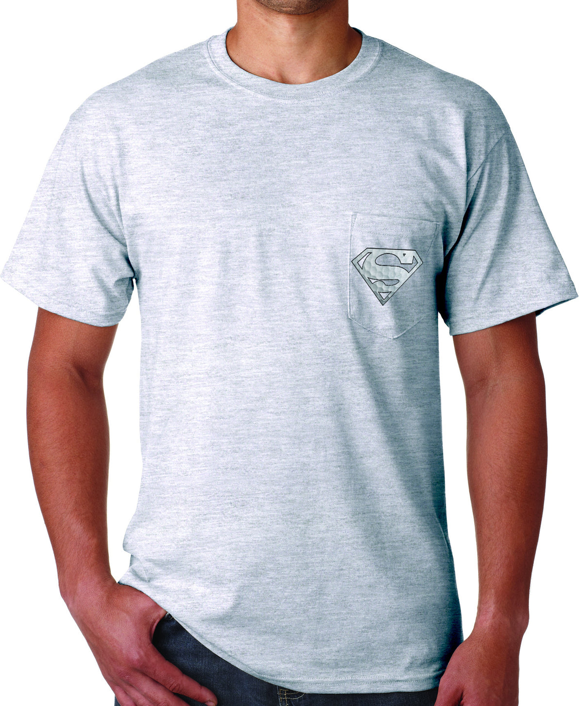 Superman 'Play like' : Golf Logo on Ash Grey Colored Pocket Tshirt - TshirtNow.net - 3