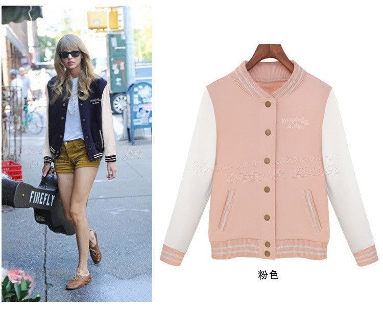 Women's College Style Taylor Swift Varsity Baseball Jacket