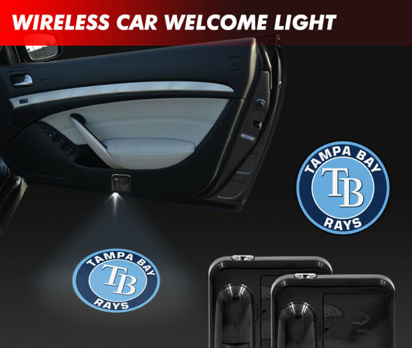 2 MLB TAMPA BAY RAYS WIRELESS LED CAR DOOR PROJECTORS