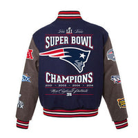 Thumbnail for New England Patriots 5-Time Super Bowl Champions Wool Varsity Jacket