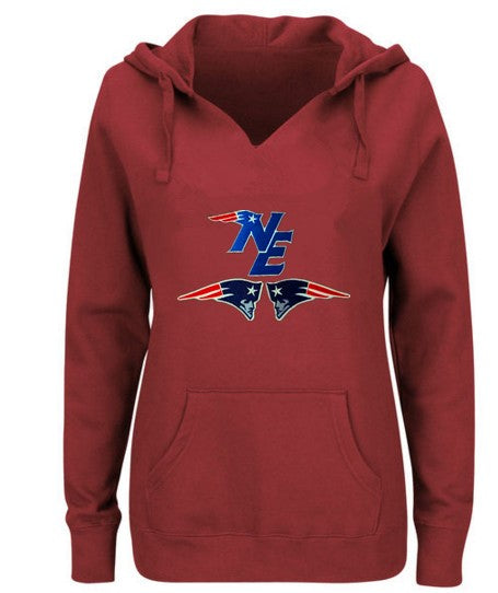 New England Patriots Women's V-neck Fitted Hoodie