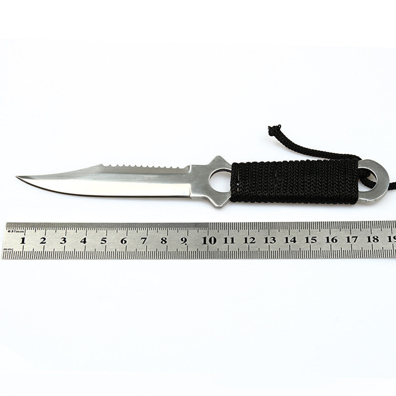 Tactical Paratrooper Diver Field Survival Hunting Stainless Steel Knife With Scabbard