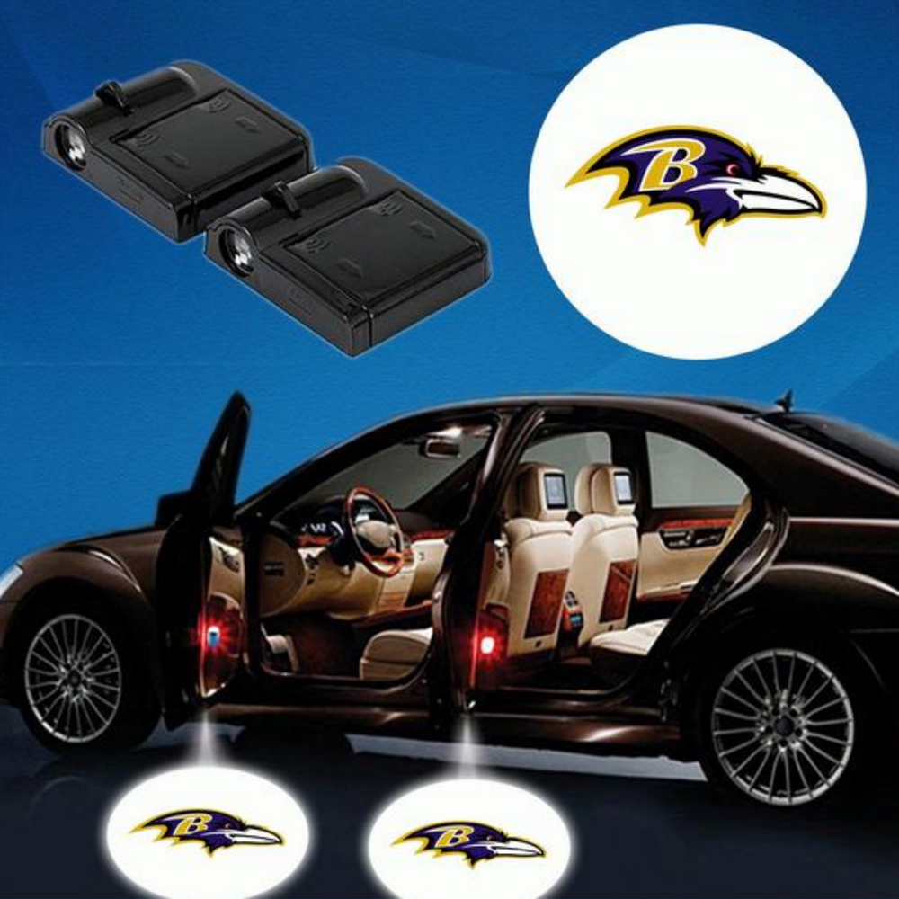 2 NFL BALTIMORE RAVENS WIRELESS LED CAR DOOR PROJECTORS
