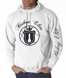 Bishop Elite "Logo" Hoodie: White With Black Print - TshirtNow.net