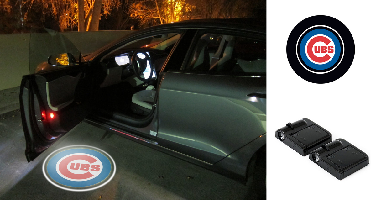 2 MLB Chicago Cubs Wireless LED Car Door Projectors