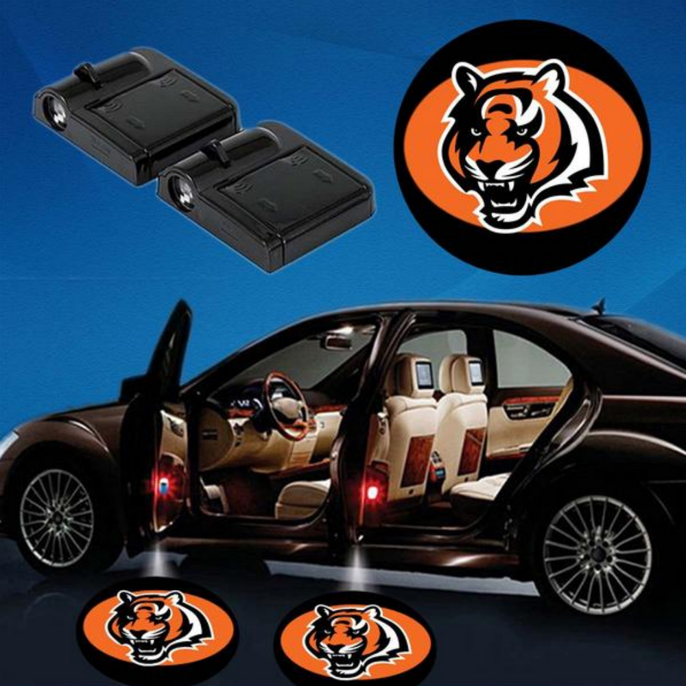 2 NFL CINCINNATTI BENGALS WIRELESS LED CAR DOOR PROJECTORS