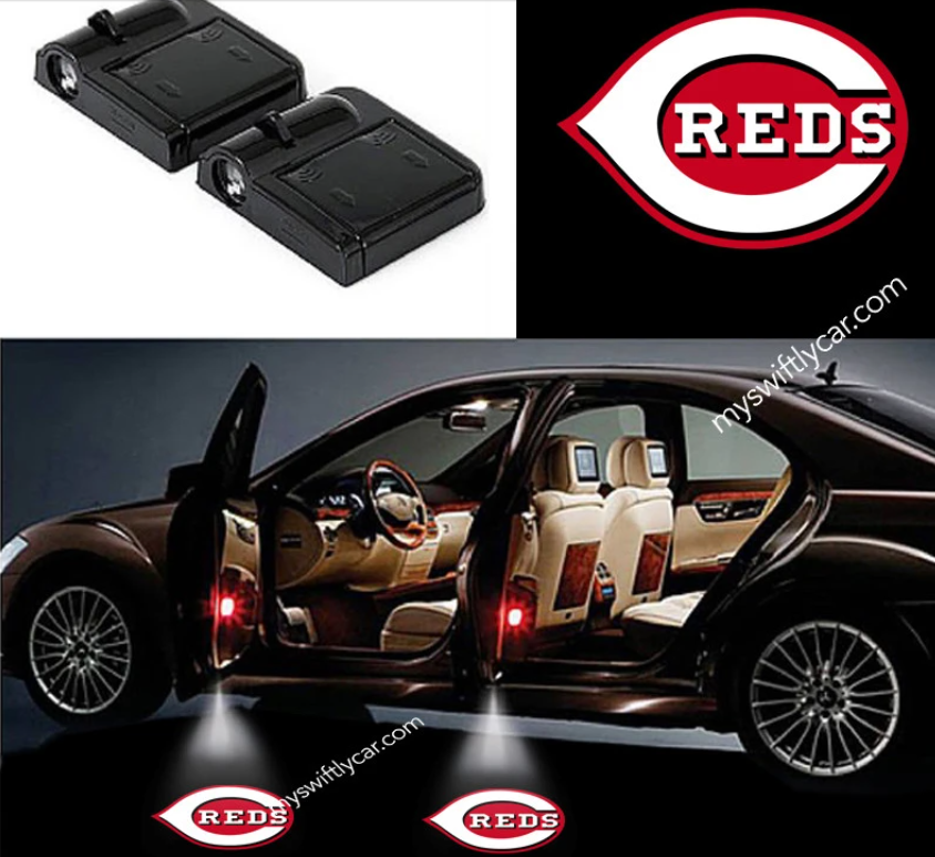 2 MLB CINCINNATI REDS WIRELESS LED CAR DOOR PROJECTORS