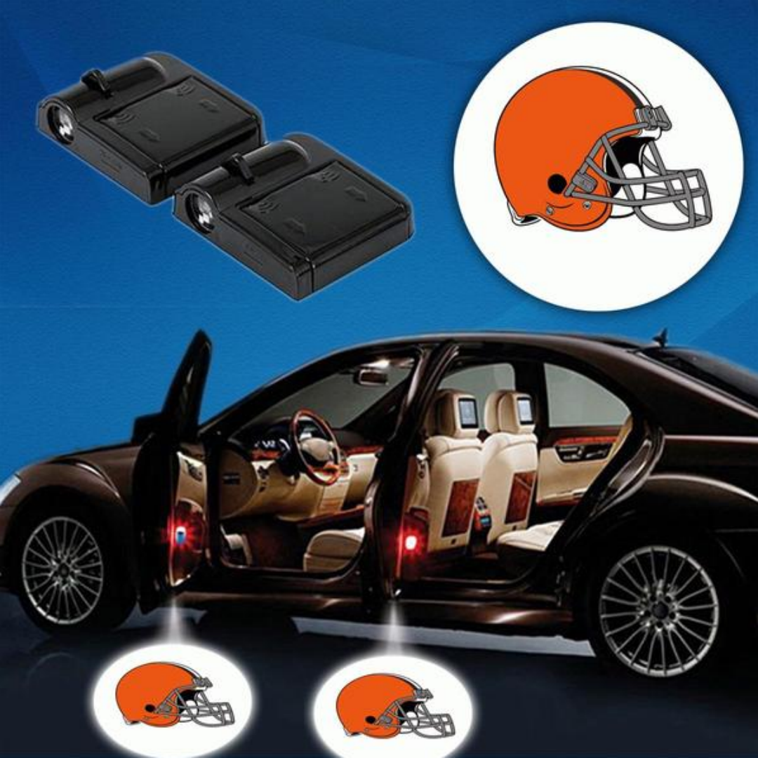 2 NFL CLEVELAND BROWNS WIRELESS LED CAR DOOR PROJECTORS