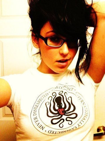 The Connect Clothing and Apparel Womens Tshirt: White With Red and Black Print - TshirtNow.net