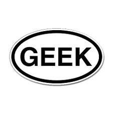 Geek Oval Decal: 3" tall X 5" Wide Black Print on White Oval Background Vinyl - TshirtNow.net