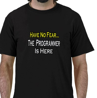 Have No Fear The Programmer is Here Tshirt: Black With Yellow & White Print - TshirtNow.net