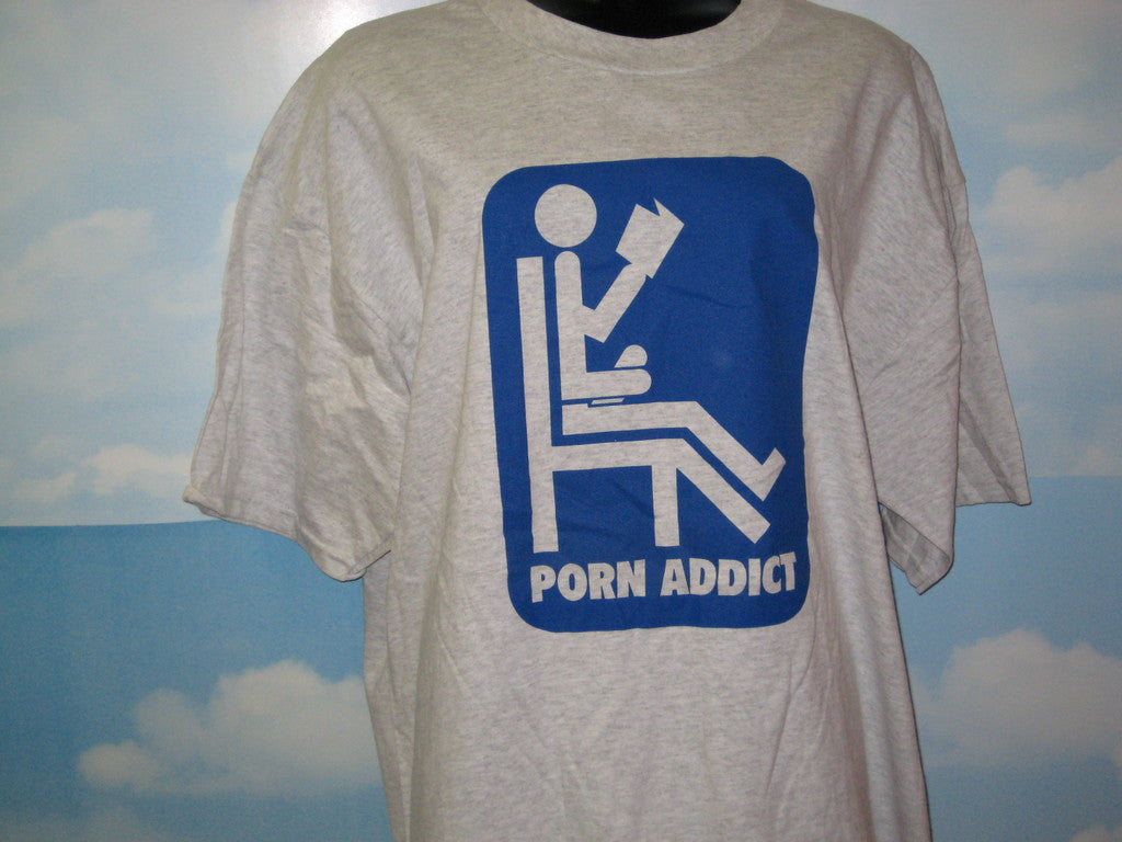 Porn Addict Adult Grey Size XL Extra Large Tshirt - TshirtNow.net - 2