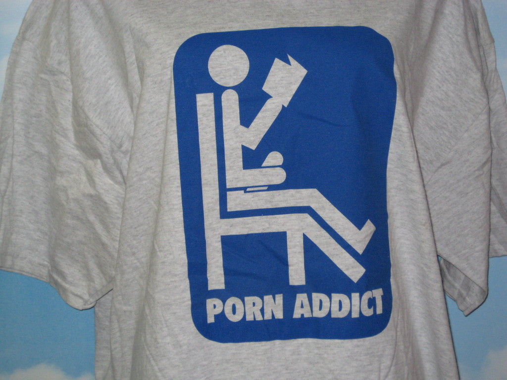 Porn Addict Adult Grey Size XL Extra Large Tshirt - TshirtNow.net - 3