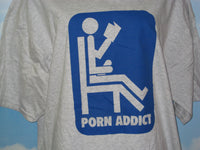 Thumbnail for Porn Addict Adult Grey Size XL Extra Large Tshirt - TshirtNow.net - 3