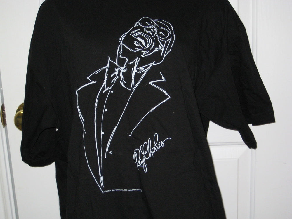 Ray Charles Outline Adult Black Size XL Extra Large Tshirt - TshirtNow.net - 1
