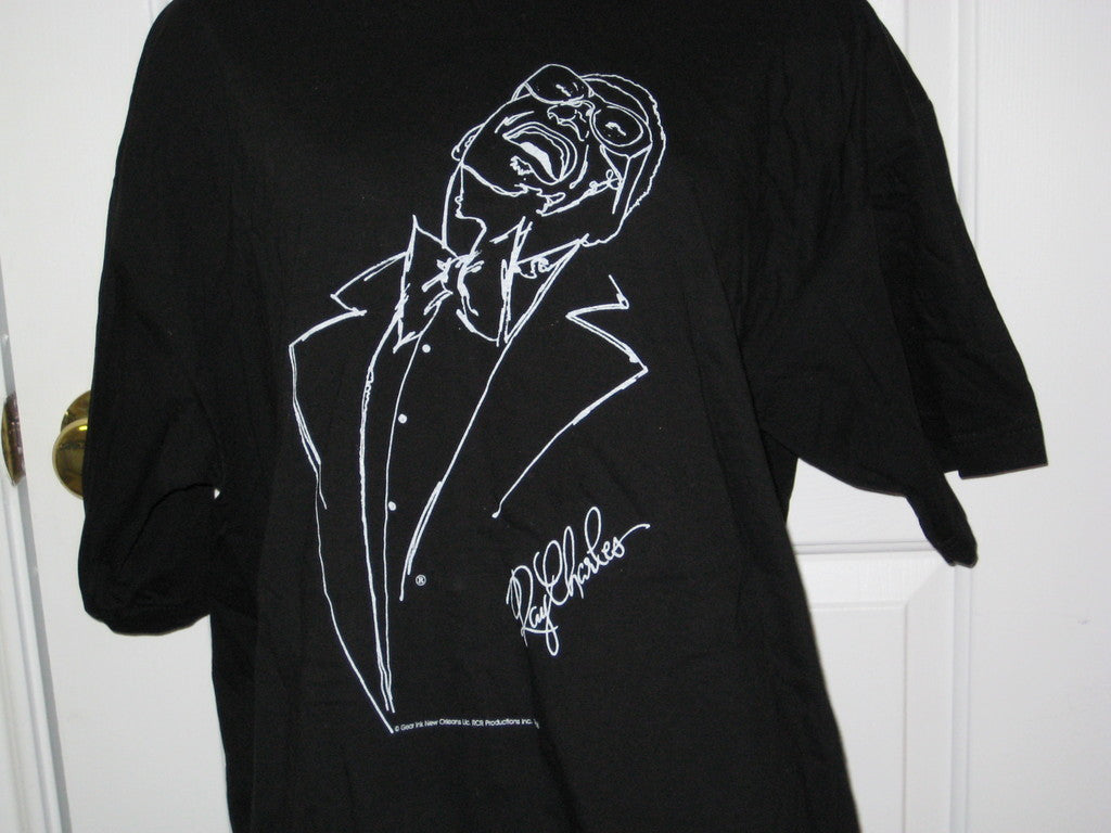 Ray Charles Outline Adult Black Size XL Extra Large Tshirt - TshirtNow.net - 1