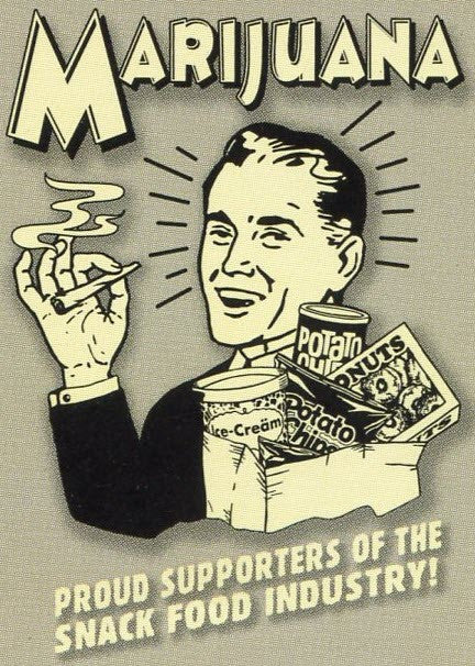 Marijuana: Proud supporters of the snack food industry! Retro Spoof tshirt: Ash Colored T-shirt - TshirtNow.net - 2