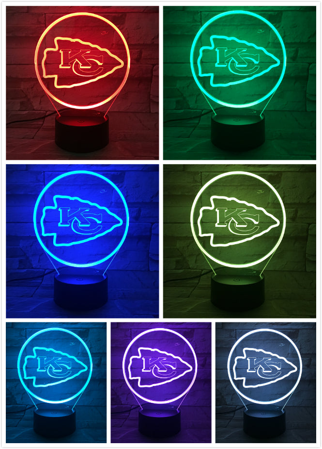 NFL KANSAS CITY CHIEFS LOGO 3D LED LIGHT LAMP