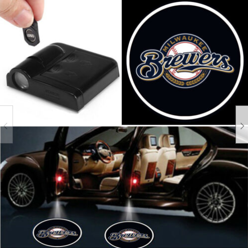 2 MLB MILWAUKEE BREWERS WIRELESS LED CAR DOOR PROJECTORS