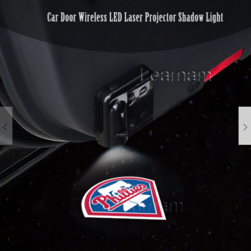 2 MLB PHILADELPHIA PHILLIES WIRELESS LED CAR DOOR PROJECTORS