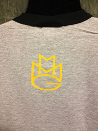 Thumbnail for Maybach Music Group MMG Tshirt: Yellow Print on Grey & Black Ringer TShirt - TshirtNow.net - 3