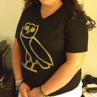 Thumbnail for Ovo Drake October's Very Own Ovoxo Owl Gang Girls Tshirt: Classic Gold Print on Black Womens Tshirt - TshirtNow.net - 1