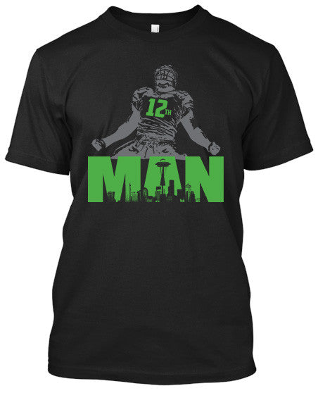NFL Seattle Seahawks 12th Man Black Tshirt - TshirtNow.net - 1