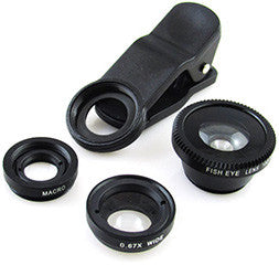 3 in 1 Universal Fish Eye & Macro Clip Camera Lens Kit for iPad iPhone 7 6 5 Samsung Blackberry HTC and Most smartphones