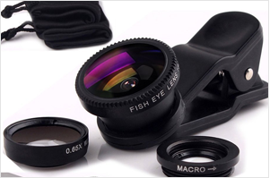 3 in 1 Universal Fish Eye & Macro Clip Camera Lens Kit for iPad iPhone 7 6 5 Samsung Blackberry HTC and Most smartphones